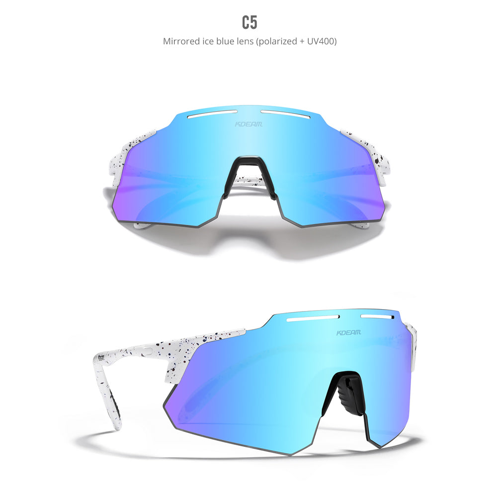 Oversized Sunglasses with V Middle Cut and UV400 - C8 Blue / As the picture